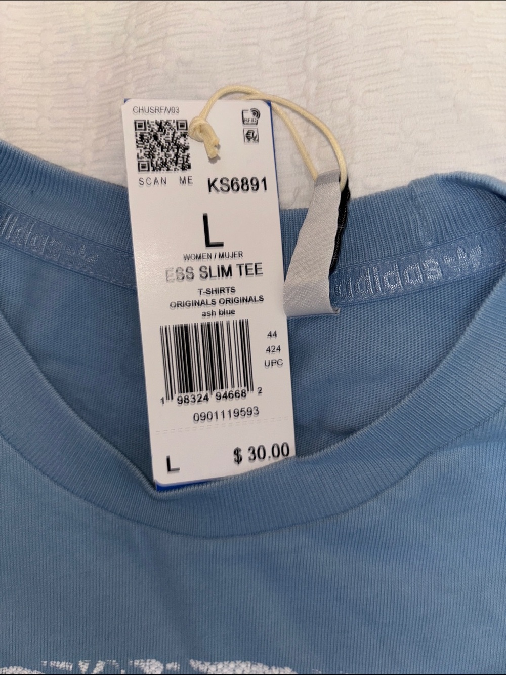 adidas Blue Short-Sleeve Tee with White Trefoil Graphic - Picture 3 of 4